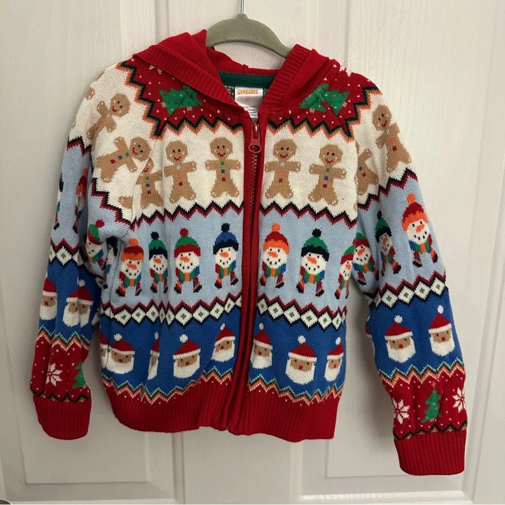 Gymboree Fairisle Zip Up Hoodie Very Merry Blue Boys 2T